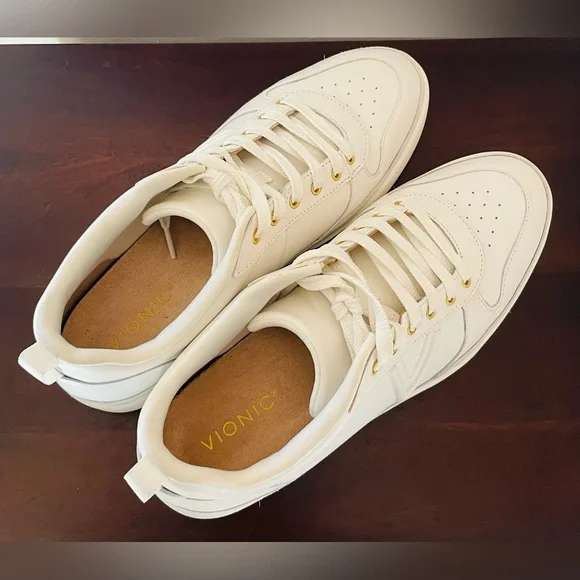 Unisex Fashionable Vionic Elise Leather Lace Up Sneakers - White Size 11 - Picture 3 of 12